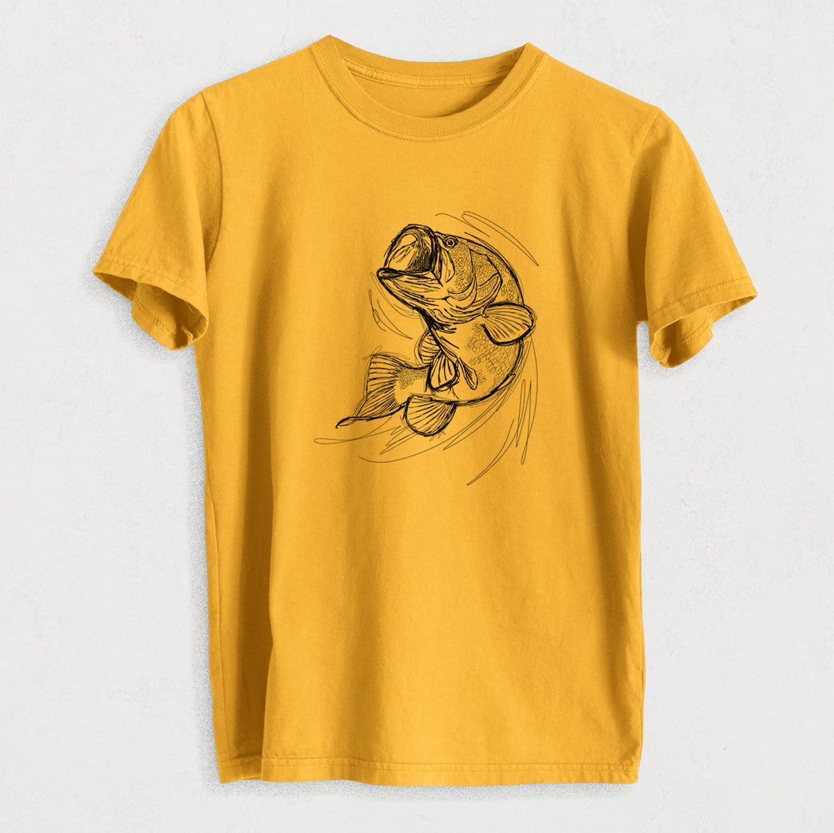 Largemouth Bass Fish - Micropterus salmoides - Heavyweight Men&#39;s 100% Organic Cotton Tee