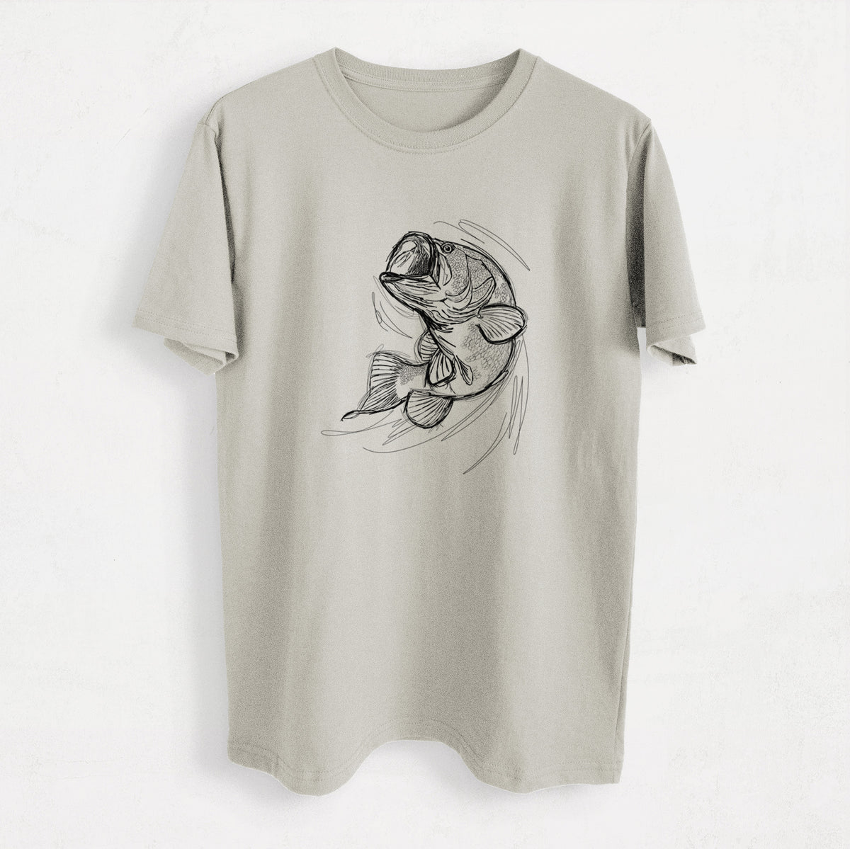 Largemouth Bass Fish - Micropterus salmoides - Heavyweight Men&#39;s 100% Organic Cotton Tee