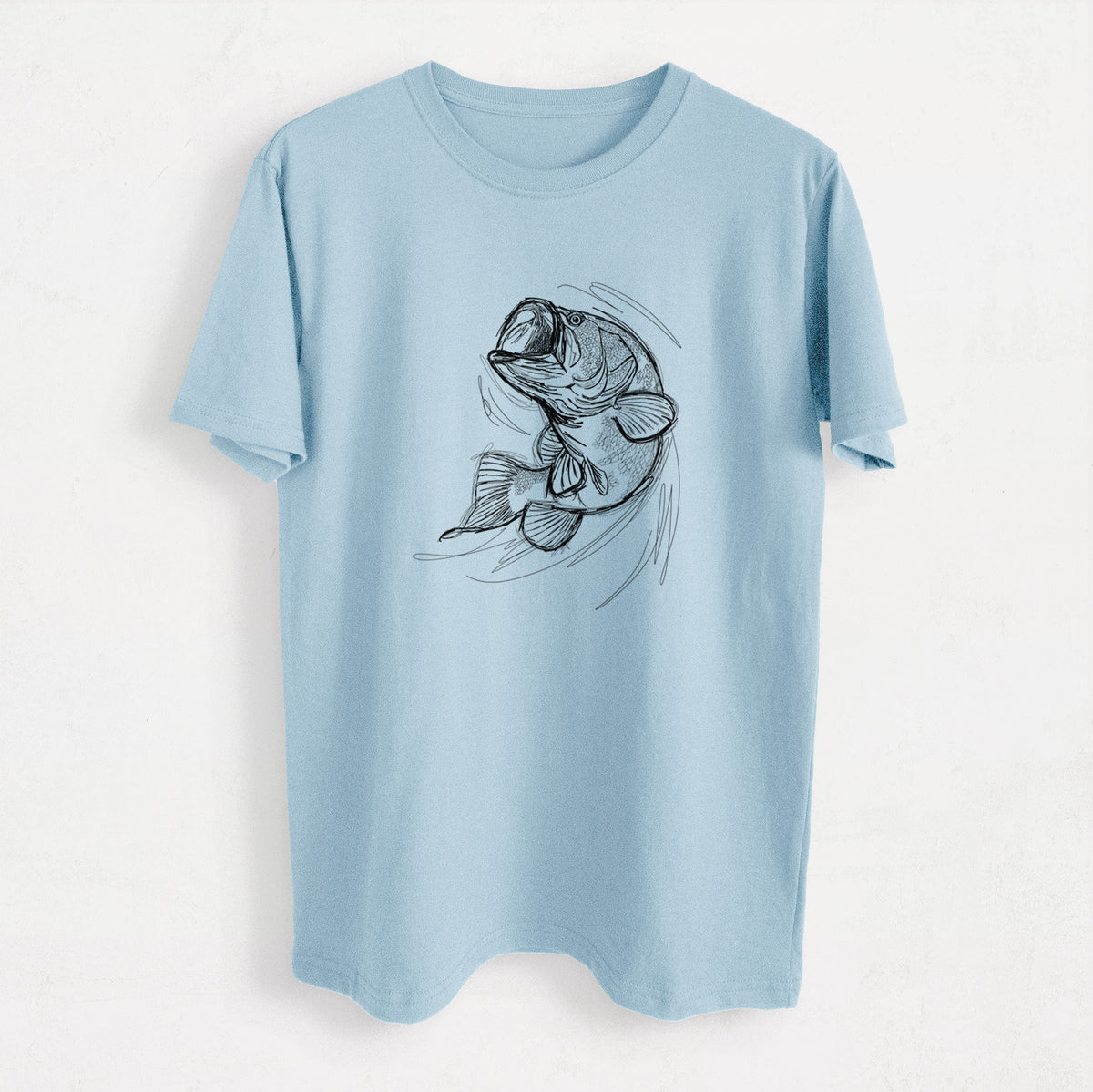 Largemouth Bass Fish - Micropterus salmoides - Heavyweight Men&#39;s 100% Organic Cotton Tee