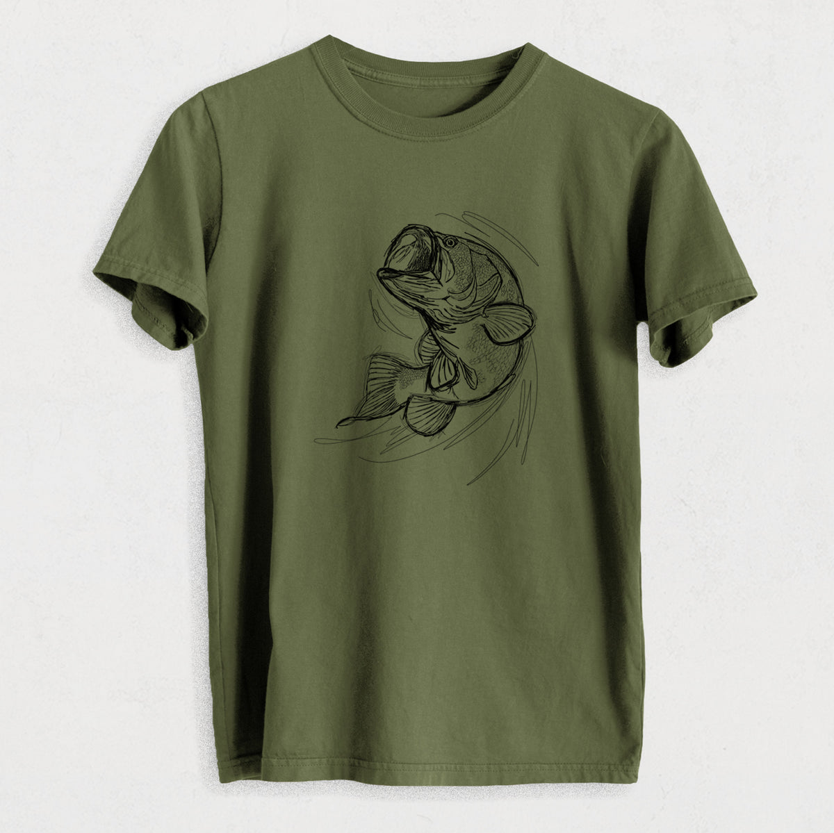 Largemouth Bass Fish - Micropterus salmoides - Heavyweight Men&#39;s 100% Organic Cotton Tee