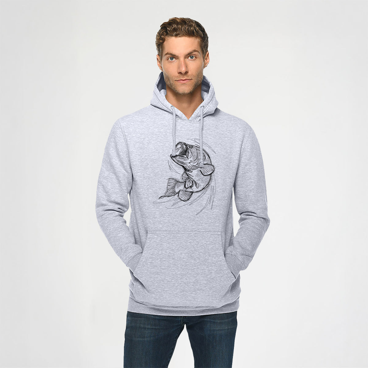 Largemouth Bass Fish - Micropterus salmoides - Heavyweight Fleece Hoodie