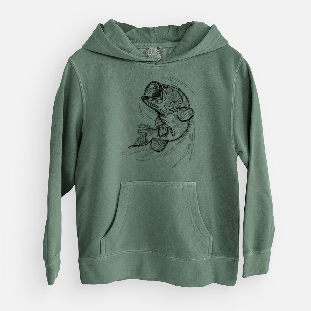 Largemouth Bass Fish - Micropterus salmoides - Youth Pigment Dyed Hoodie