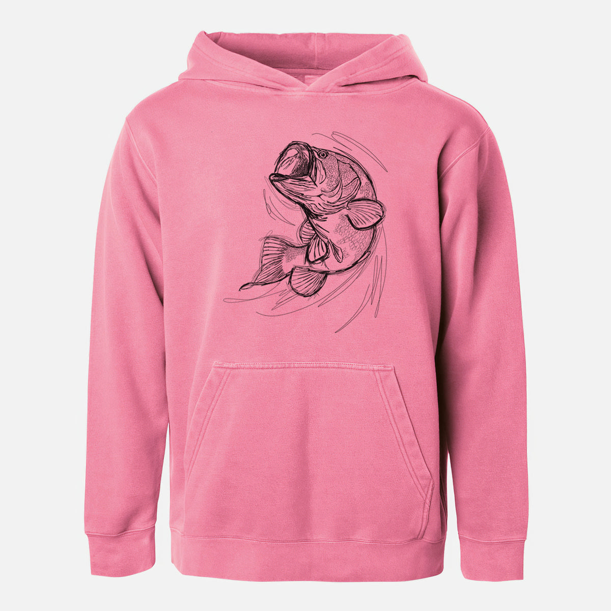 Largemouth Bass Fish - Micropterus salmoides - Youth Pigment Dyed Hoodie