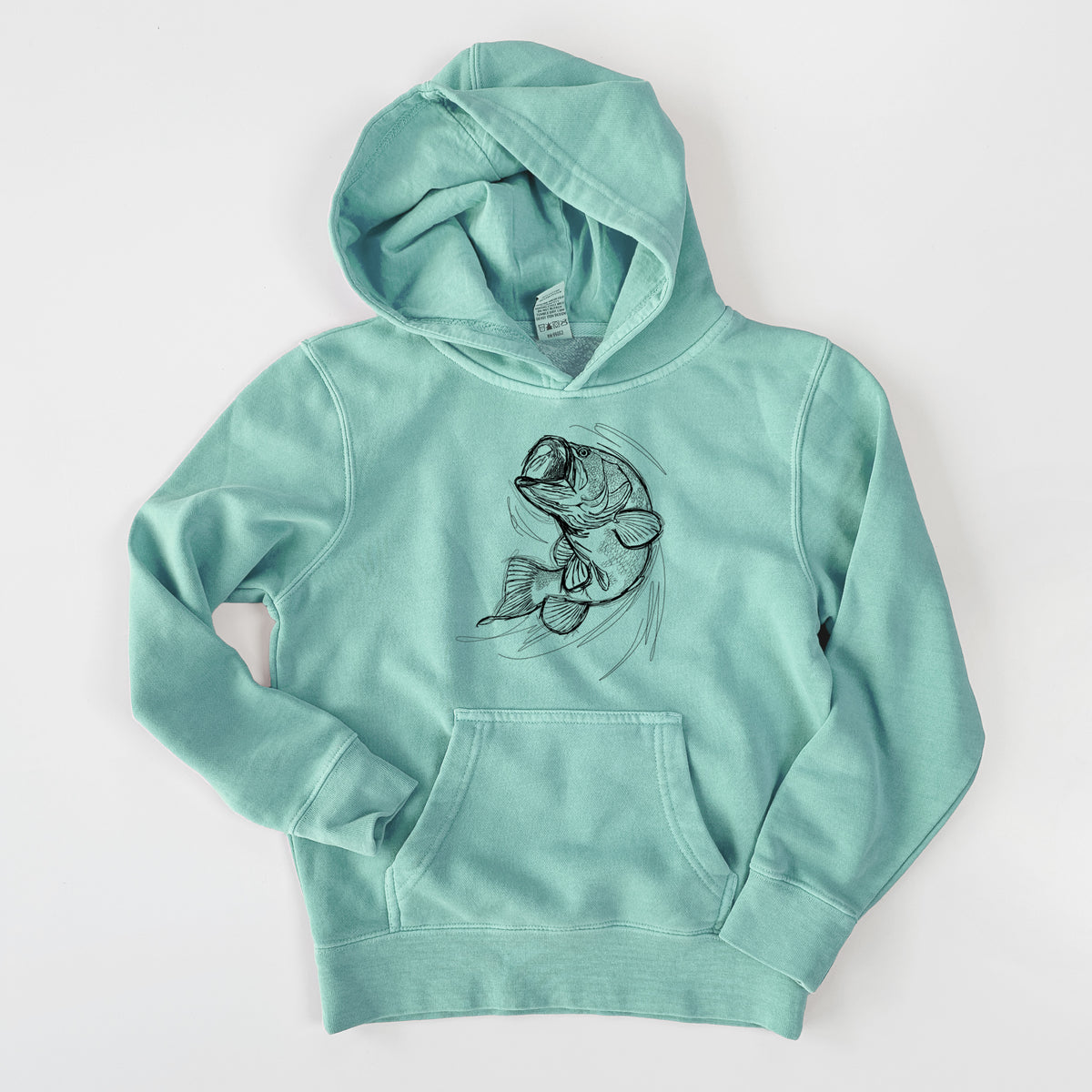 Largemouth Bass Fish - Micropterus salmoides - Youth Pigment Dyed Hoodie