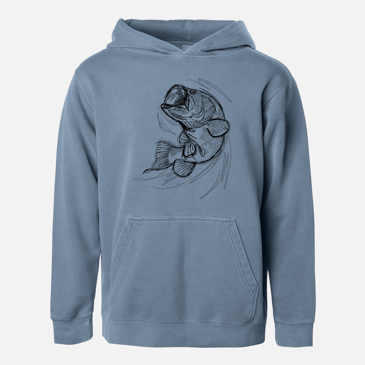 Largemouth Bass Fish - Micropterus salmoides - Youth Pigment Dyed Hoodie