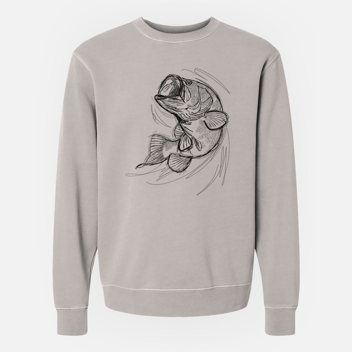 Largemouth Bass Fish - Micropterus salmoides - Unisex Pigment Dyed Crew Sweatshirt