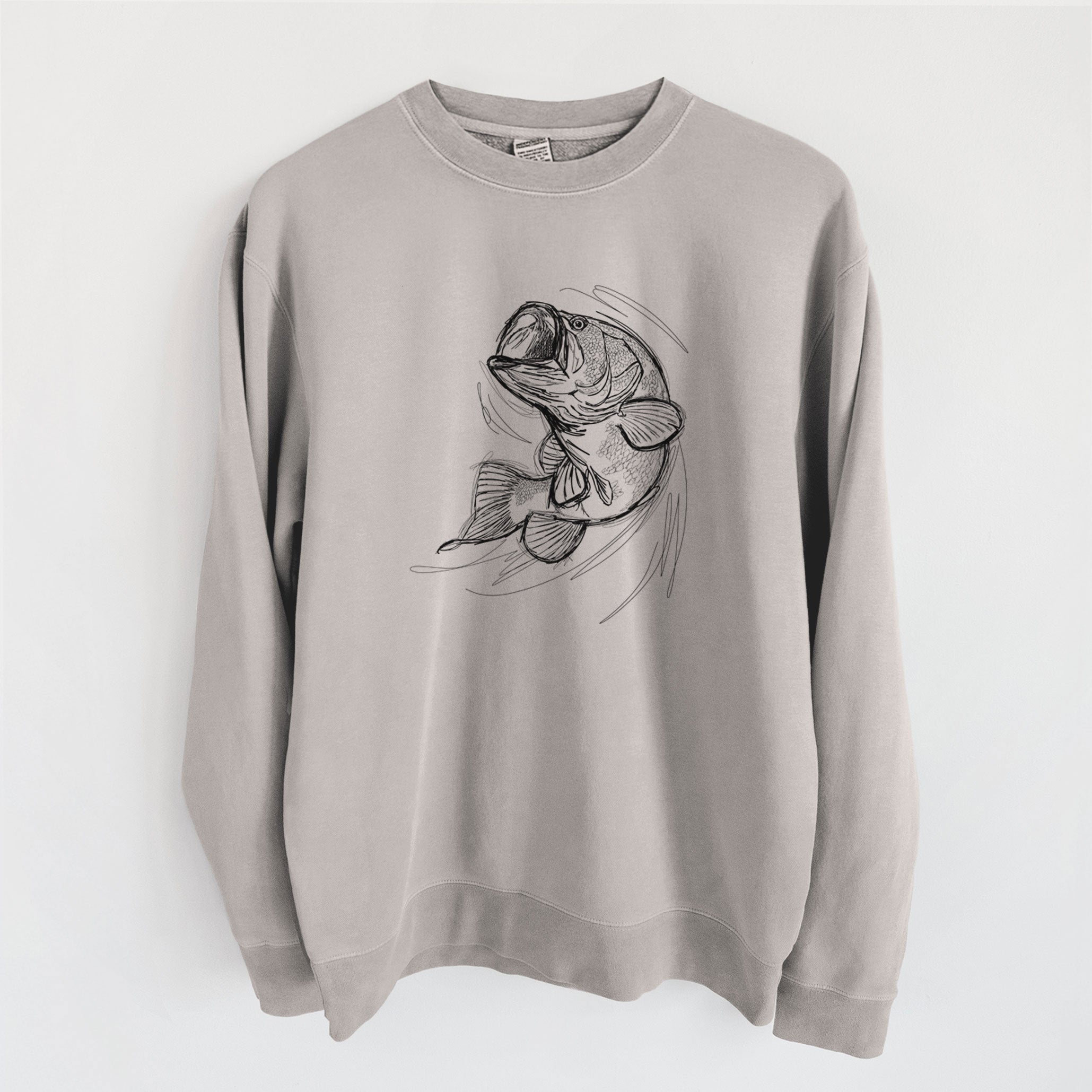 Largemouth Bass Fish - Micropterus salmoides - Unisex Pigment Dyed Crew Sweatshirt