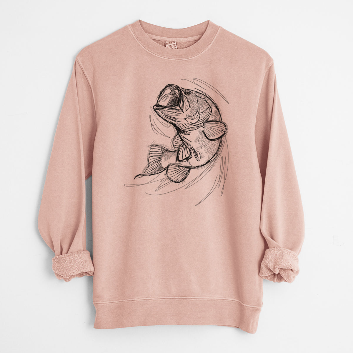 Largemouth Bass Fish - Micropterus salmoides - Unisex Pigment Dyed Crew Sweatshirt