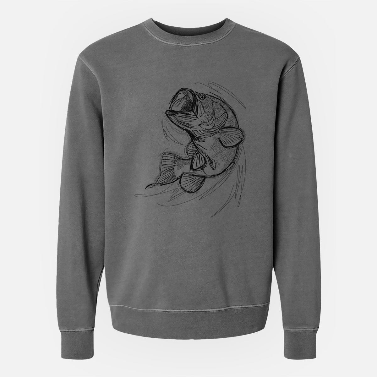 Largemouth Bass Fish - Micropterus salmoides - Unisex Pigment Dyed Crew Sweatshirt