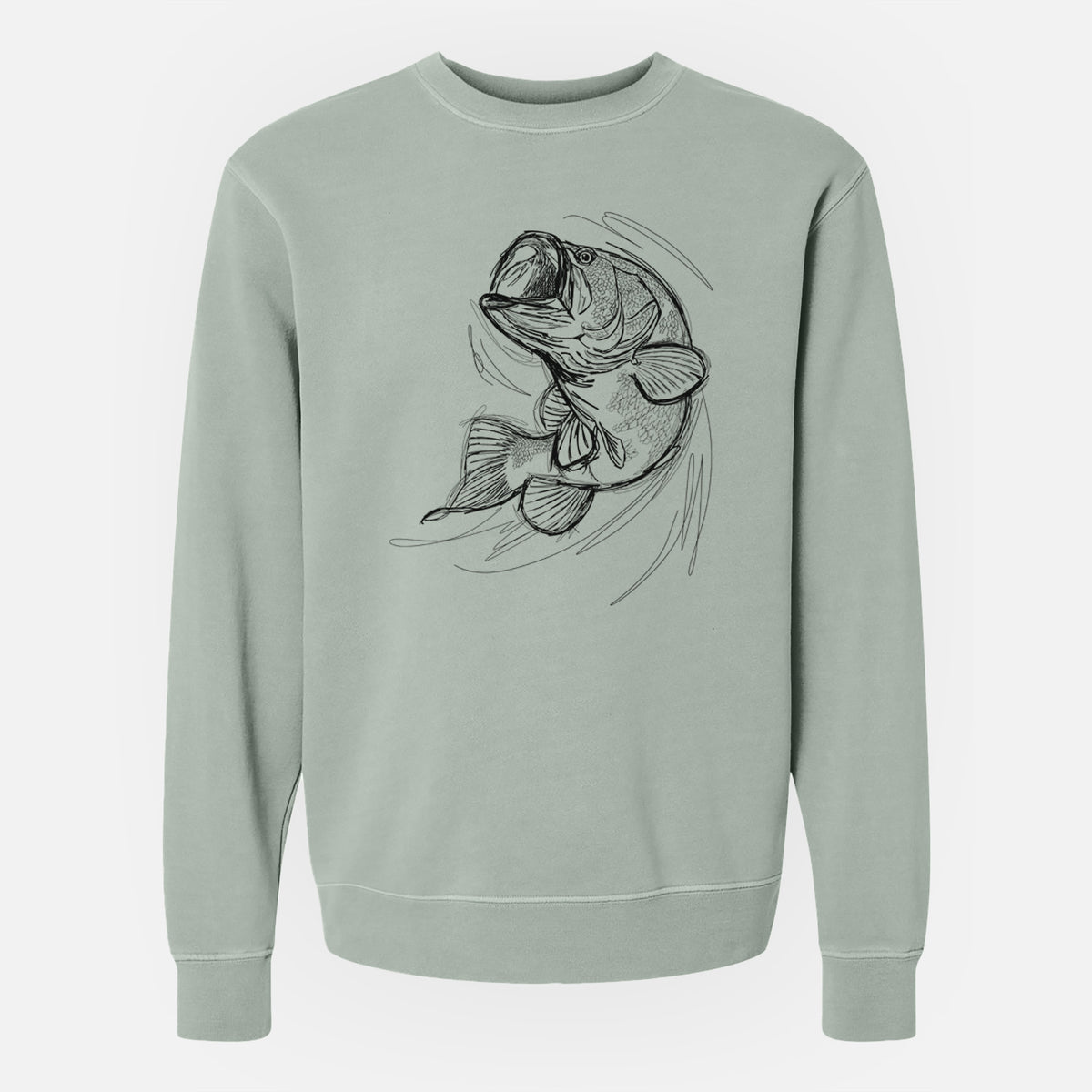 Largemouth Bass Fish - Micropterus salmoides - Unisex Pigment Dyed Crew Sweatshirt