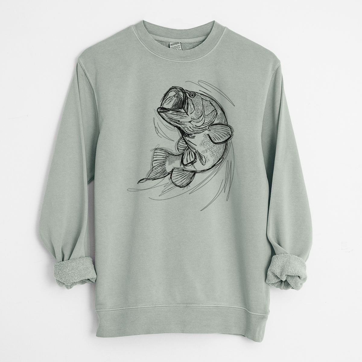 Largemouth Bass Fish - Micropterus salmoides - Unisex Pigment Dyed Crew Sweatshirt