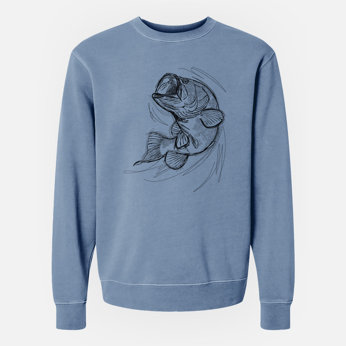 Largemouth Bass Fish - Micropterus salmoides - Unisex Pigment Dyed Crew Sweatshirt