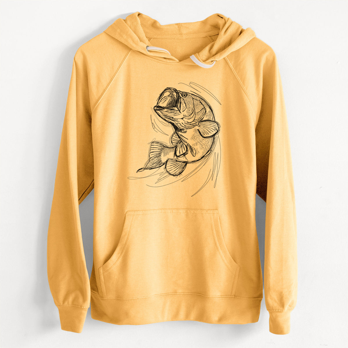 CLEARANCE - Largemouth Bass Fish - Micropterus salmoides  - Unisex Slim Fit Loopback Terry Hoodie