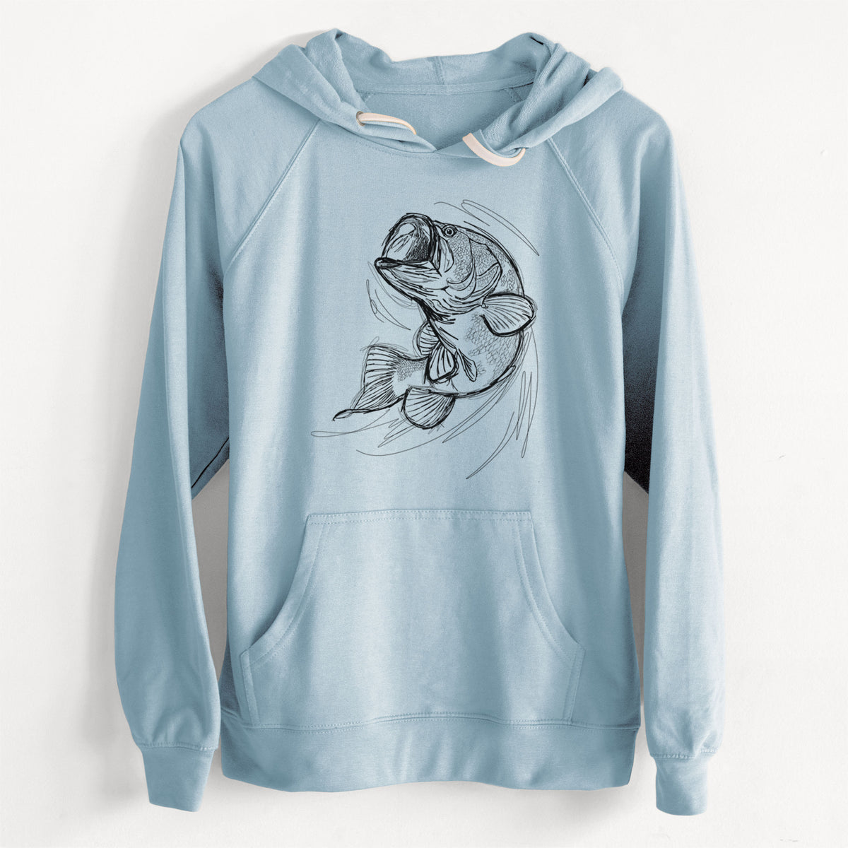 CLEARANCE - Largemouth Bass Fish - Micropterus salmoides  - Unisex Slim Fit Loopback Terry Hoodie