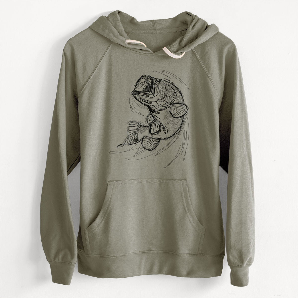 CLEARANCE - Largemouth Bass Fish - Micropterus salmoides  - Unisex Slim Fit Loopback Terry Hoodie