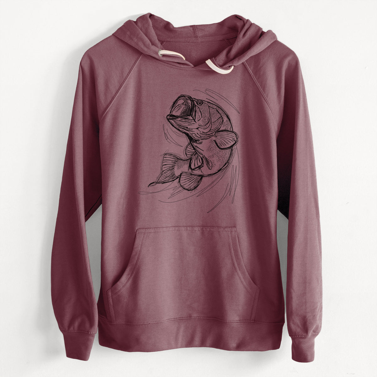 CLEARANCE - Largemouth Bass Fish - Micropterus salmoides  - Unisex Slim Fit Loopback Terry Hoodie