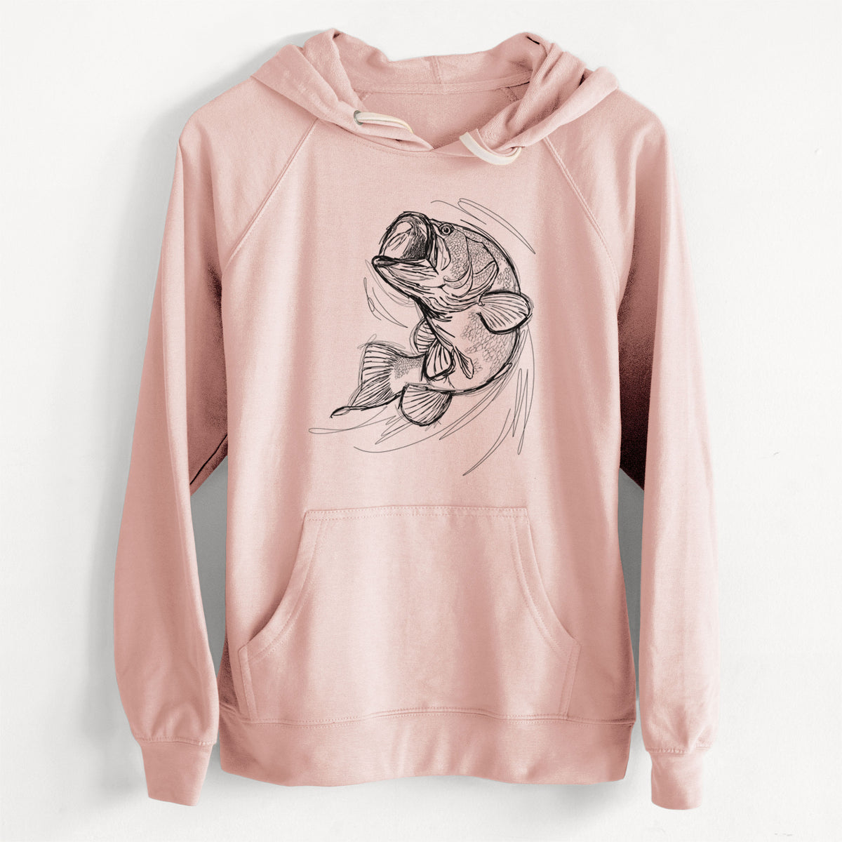 CLEARANCE - Largemouth Bass Fish - Micropterus salmoides  - Unisex Slim Fit Loopback Terry Hoodie