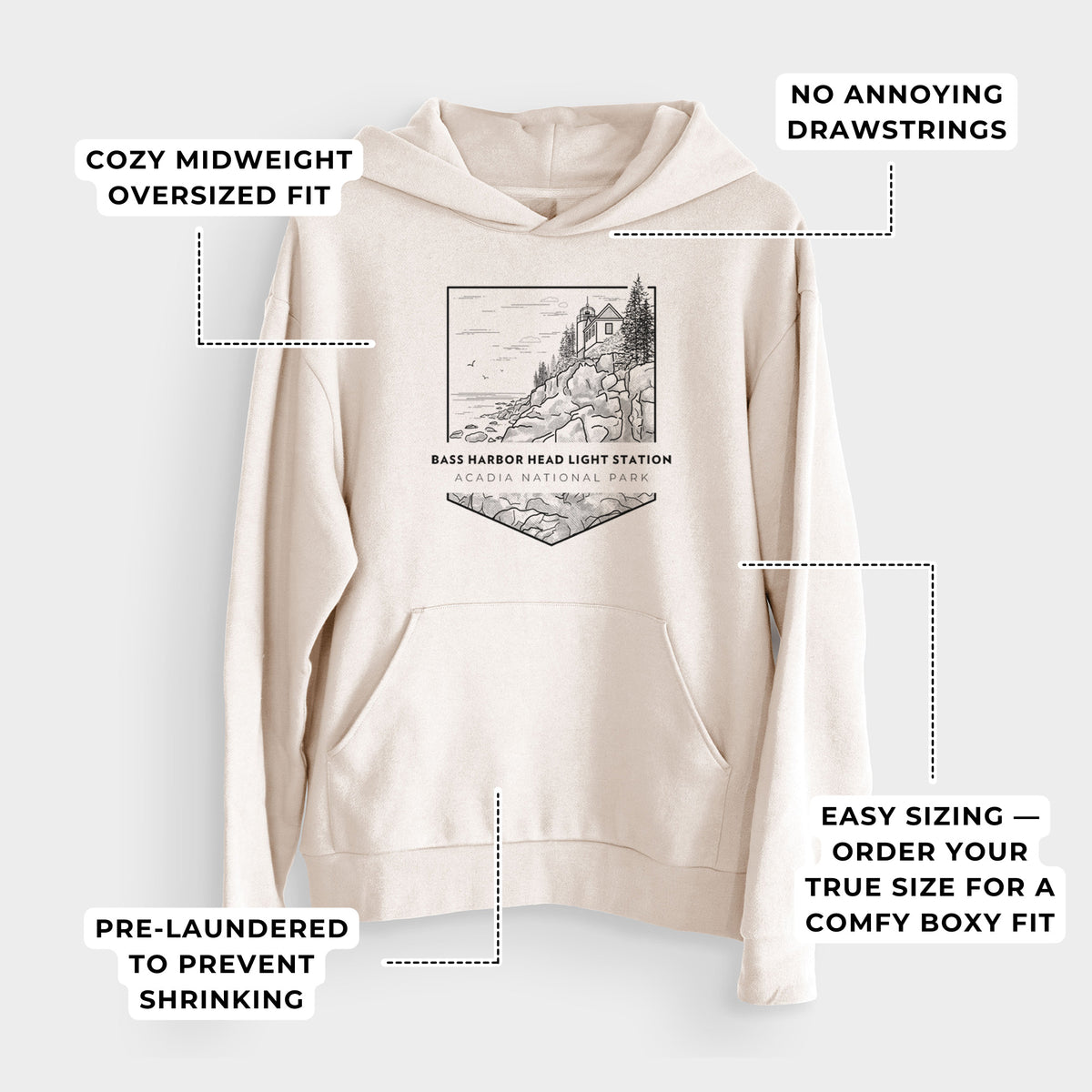 Bass Harbor Head Light Station - Acadia National Park  - Bodega Midweight Hoodie