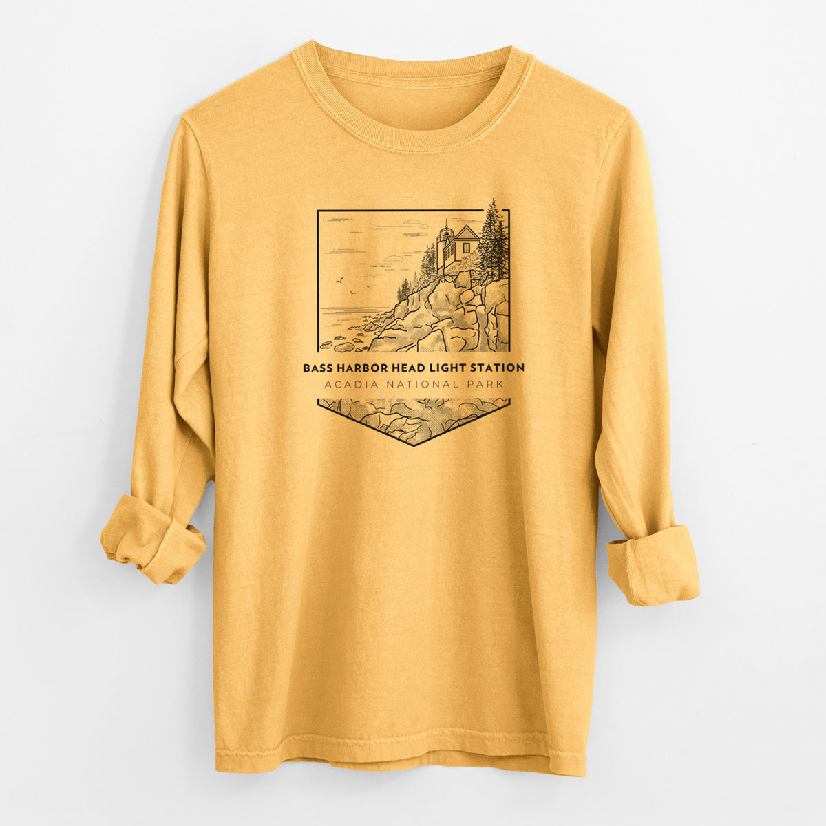 Bass Harbor Head Light Station - Acadia National Park - Men&#39;s Heavyweight 100% Cotton Long Sleeve