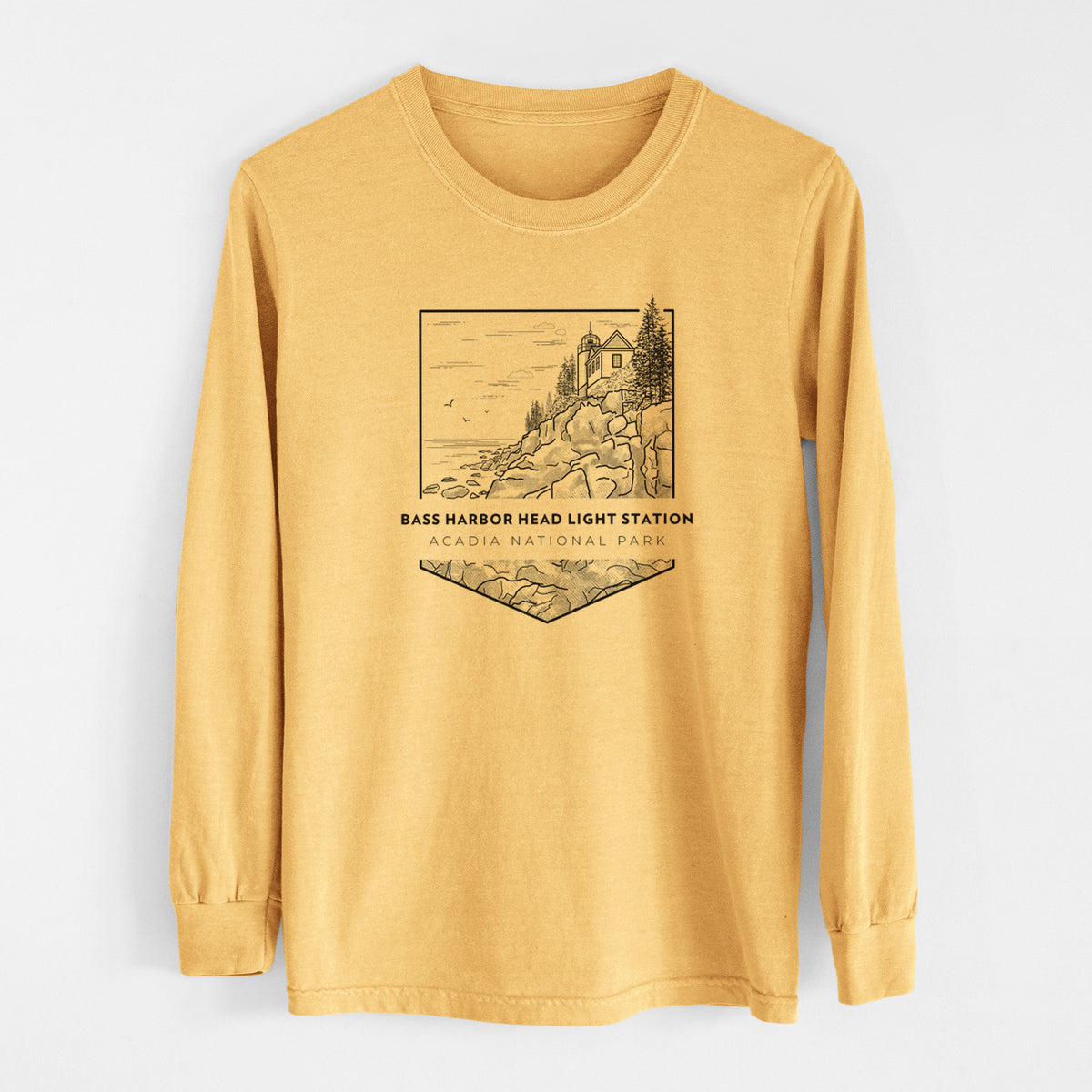 Bass Harbor Head Light Station - Acadia National Park - Men&#39;s Heavyweight 100% Cotton Long Sleeve