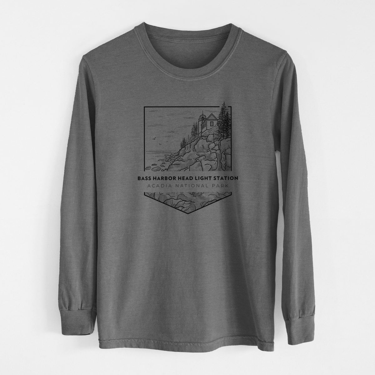 Bass Harbor Head Light Station - Acadia National Park - Men&#39;s Heavyweight 100% Cotton Long Sleeve