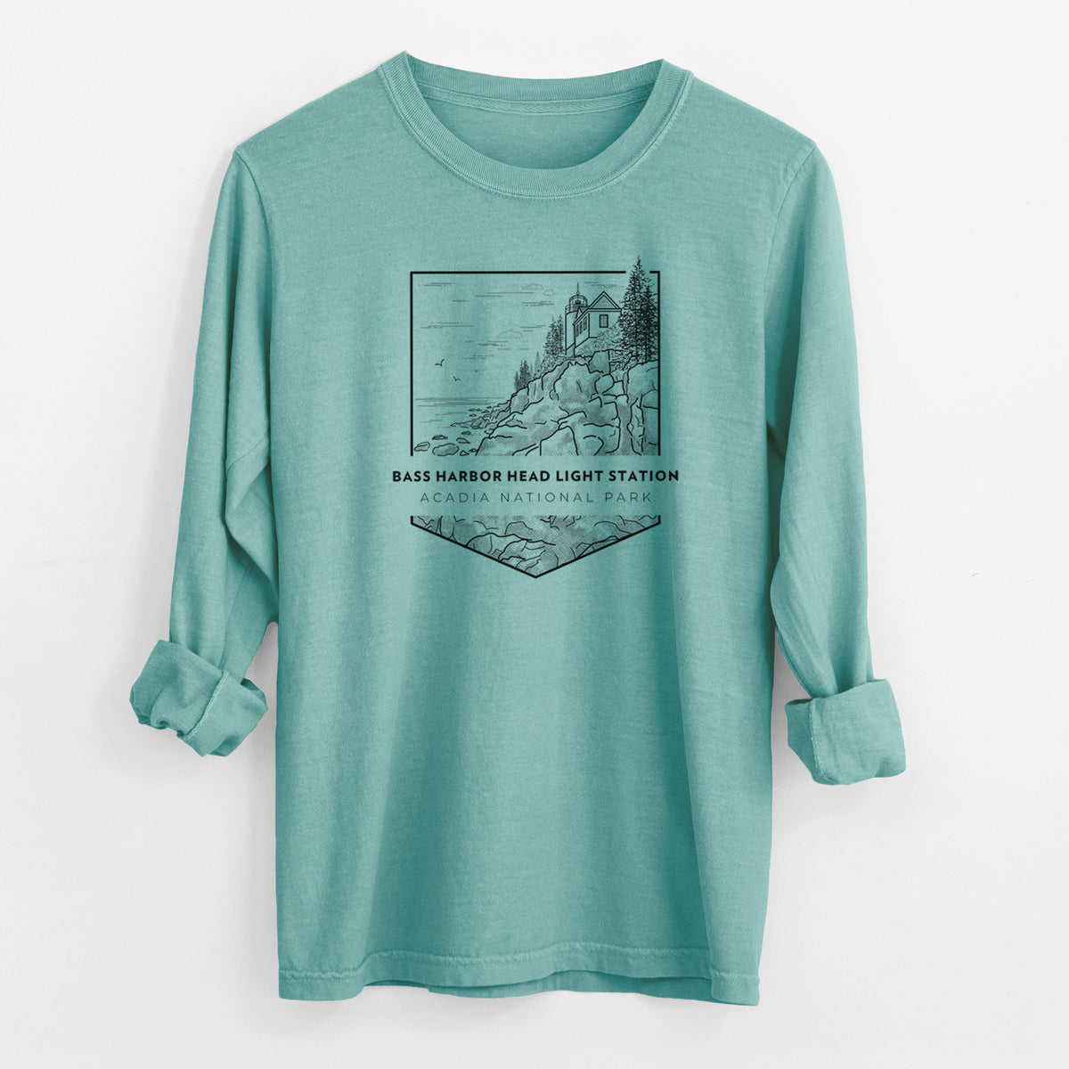 Bass Harbor Head Light Station - Acadia National Park - Men&#39;s Heavyweight 100% Cotton Long Sleeve