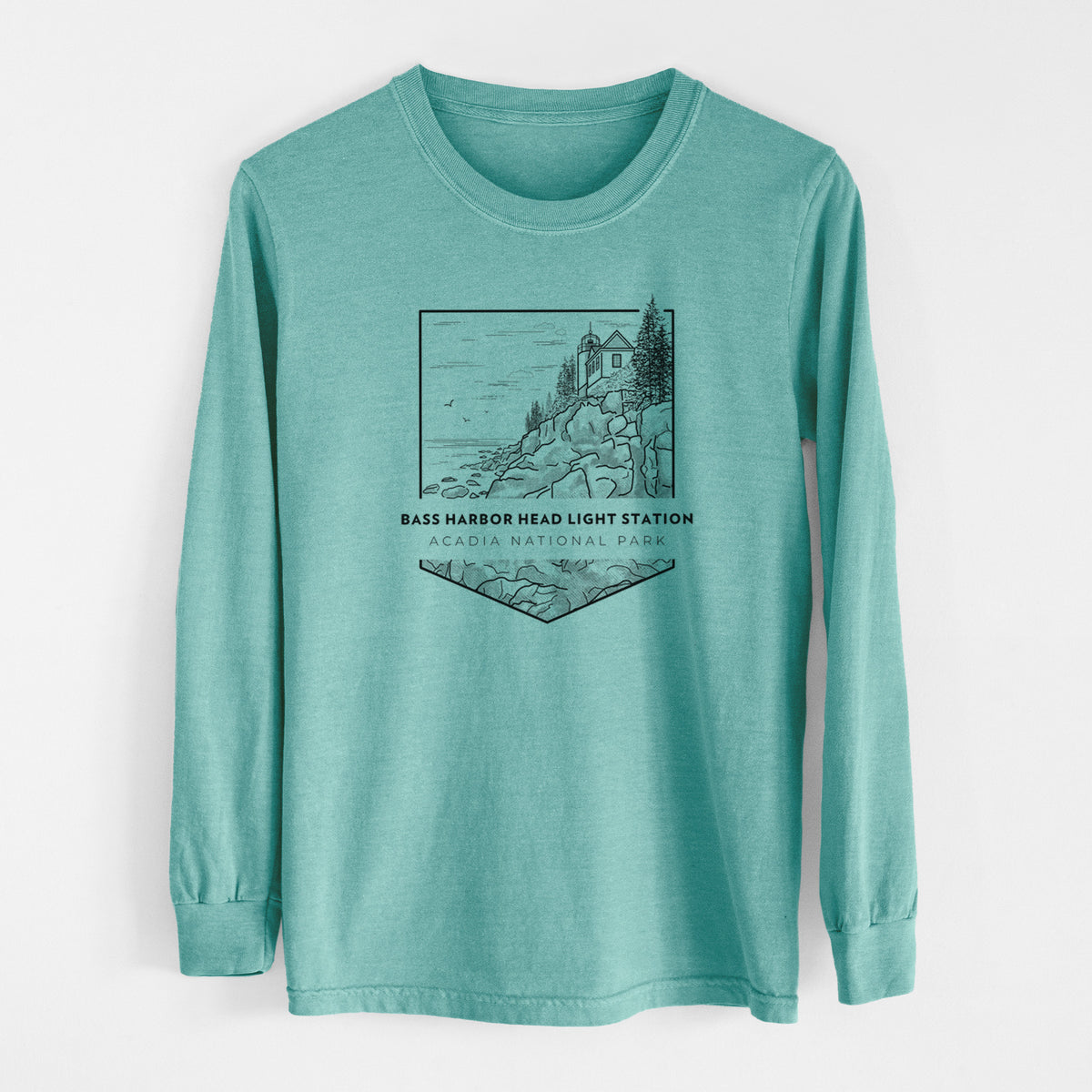 Bass Harbor Head Light Station - Acadia National Park - Men&#39;s Heavyweight 100% Cotton Long Sleeve