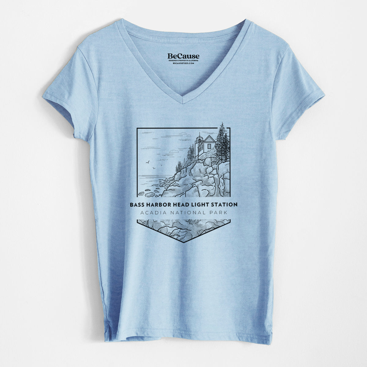 Bass Harbor Head Light Station - Acadia National Park - Women&#39;s 100% Recycled V-neck