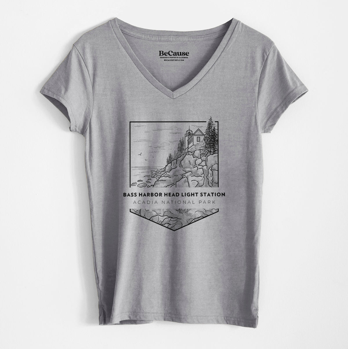 Bass Harbor Head Light Station - Acadia National Park - Women&#39;s 100% Recycled V-neck