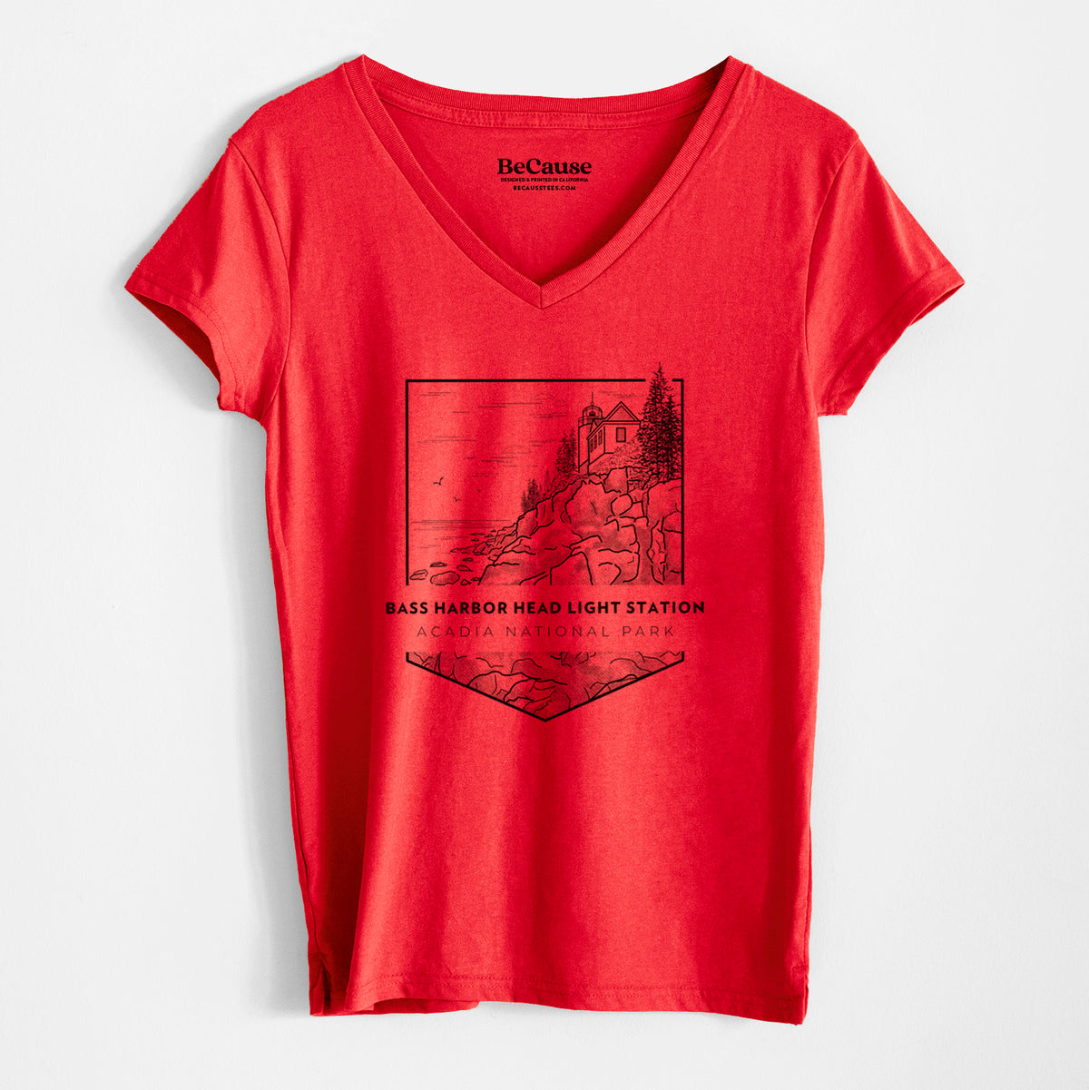 Bass Harbor Head Light Station - Acadia National Park - Women&#39;s 100% Recycled V-neck