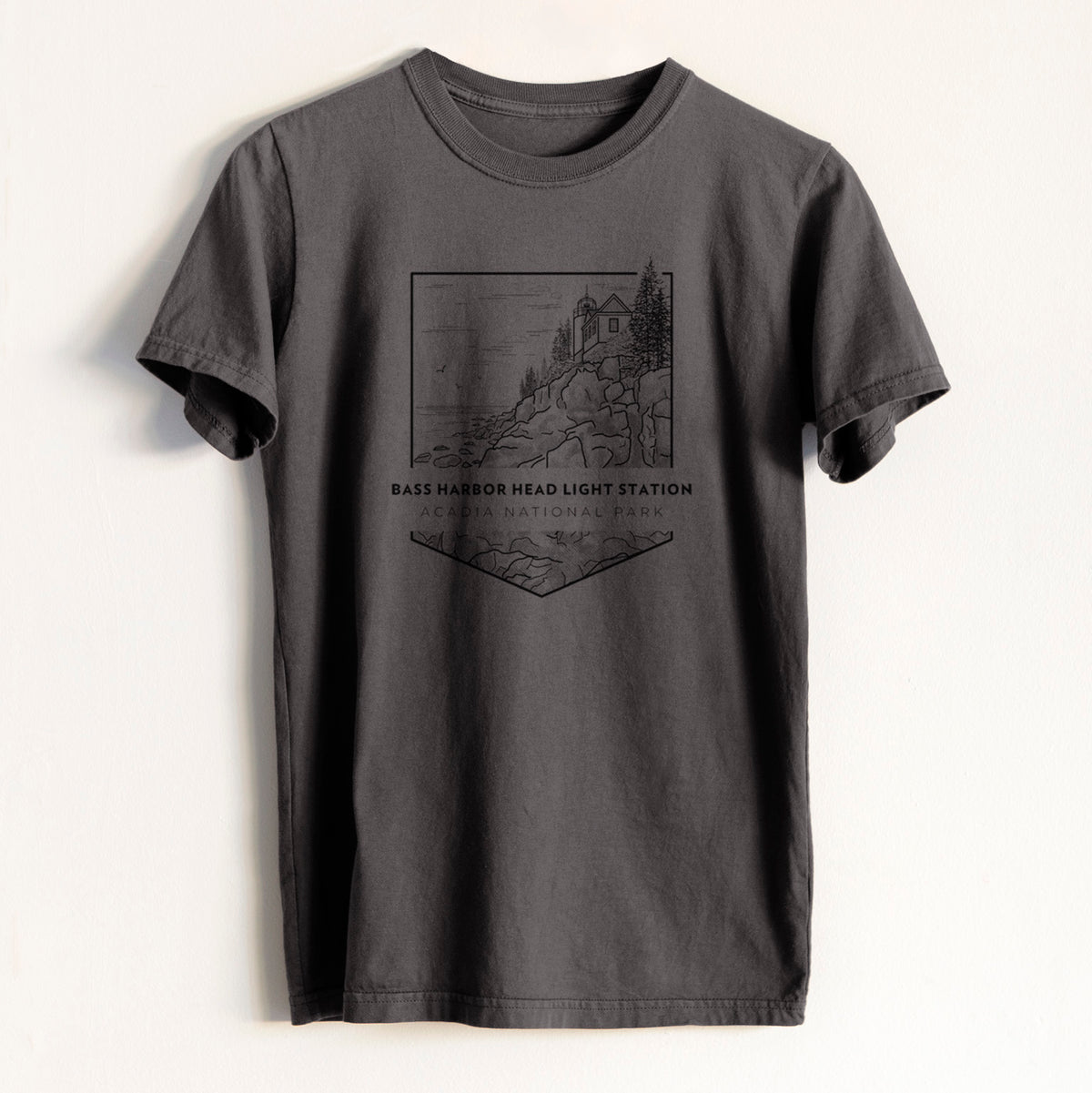 Bass Harbor Head Light Station - Acadia National Park - Heavyweight Men&#39;s 100% Organic Cotton Tee