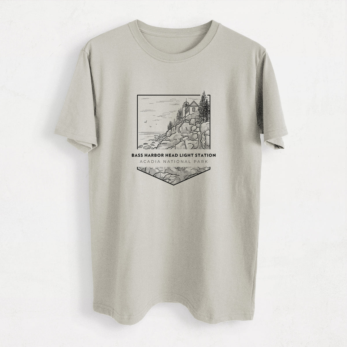 Bass Harbor Head Light Station - Acadia National Park - Heavyweight Men&#39;s 100% Organic Cotton Tee