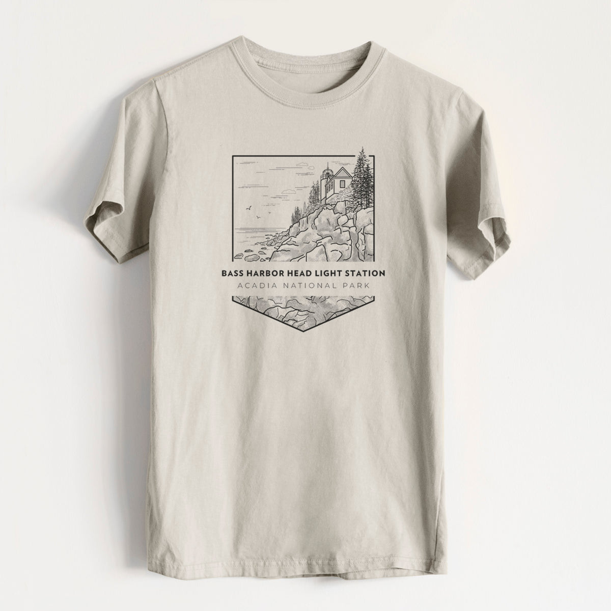 Bass Harbor Head Light Station - Acadia National Park - Heavyweight Men&#39;s 100% Organic Cotton Tee