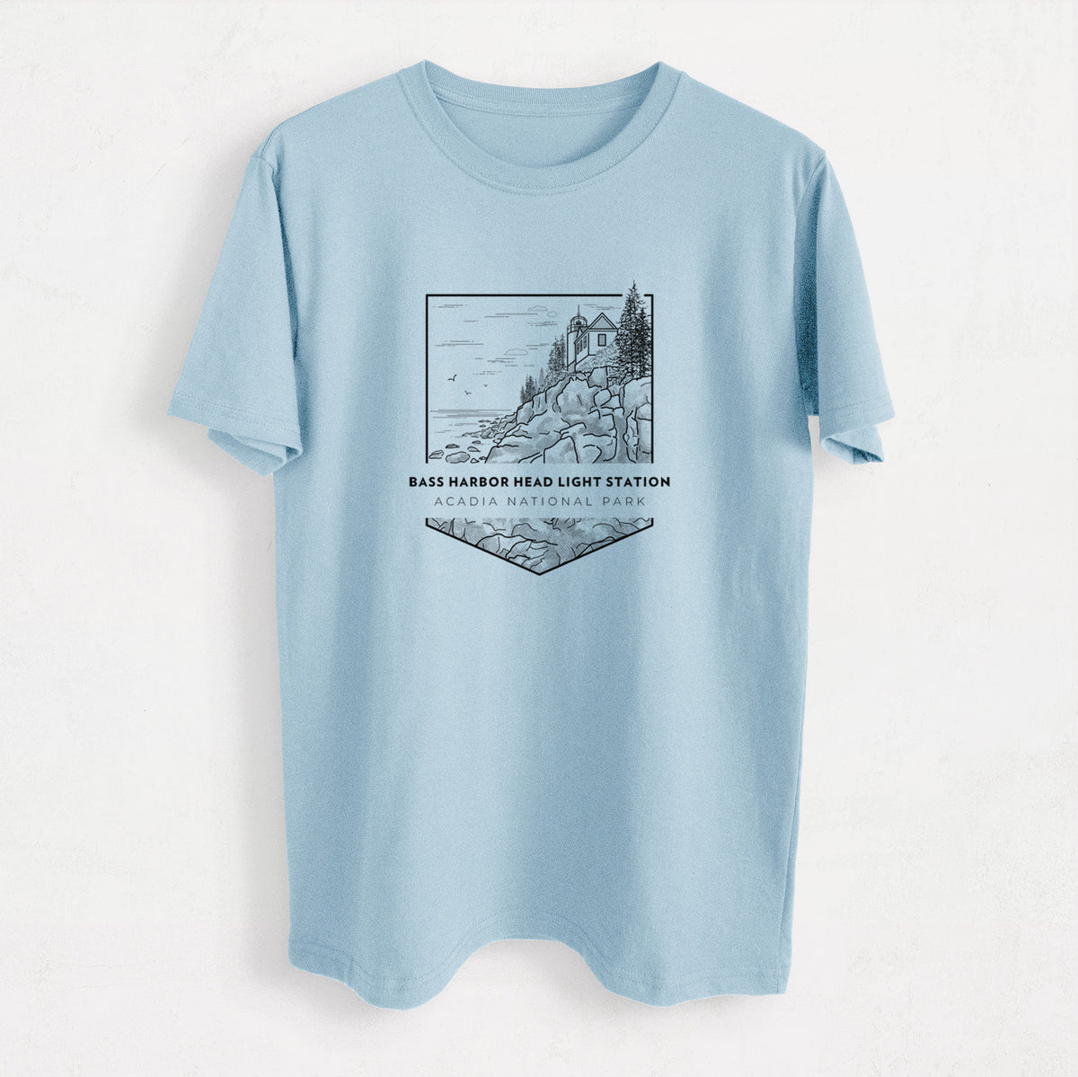 Bass Harbor Head Light Station - Acadia National Park - Heavyweight Men&#39;s 100% Organic Cotton Tee