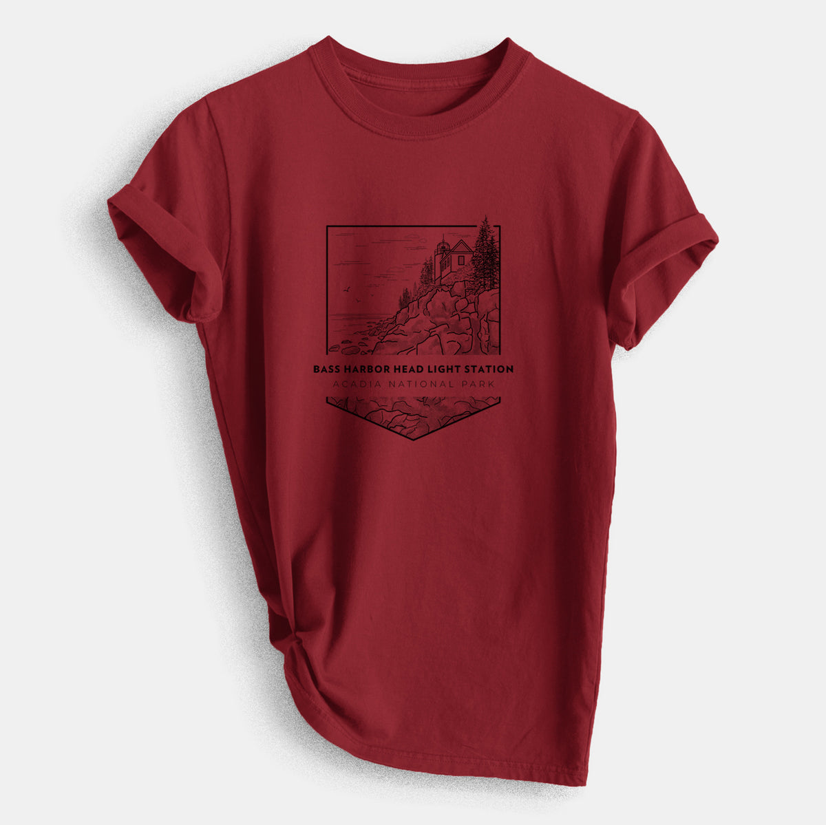 Bass Harbor Head Light Station - Acadia National Park - Heavyweight Men&#39;s 100% Organic Cotton Tee