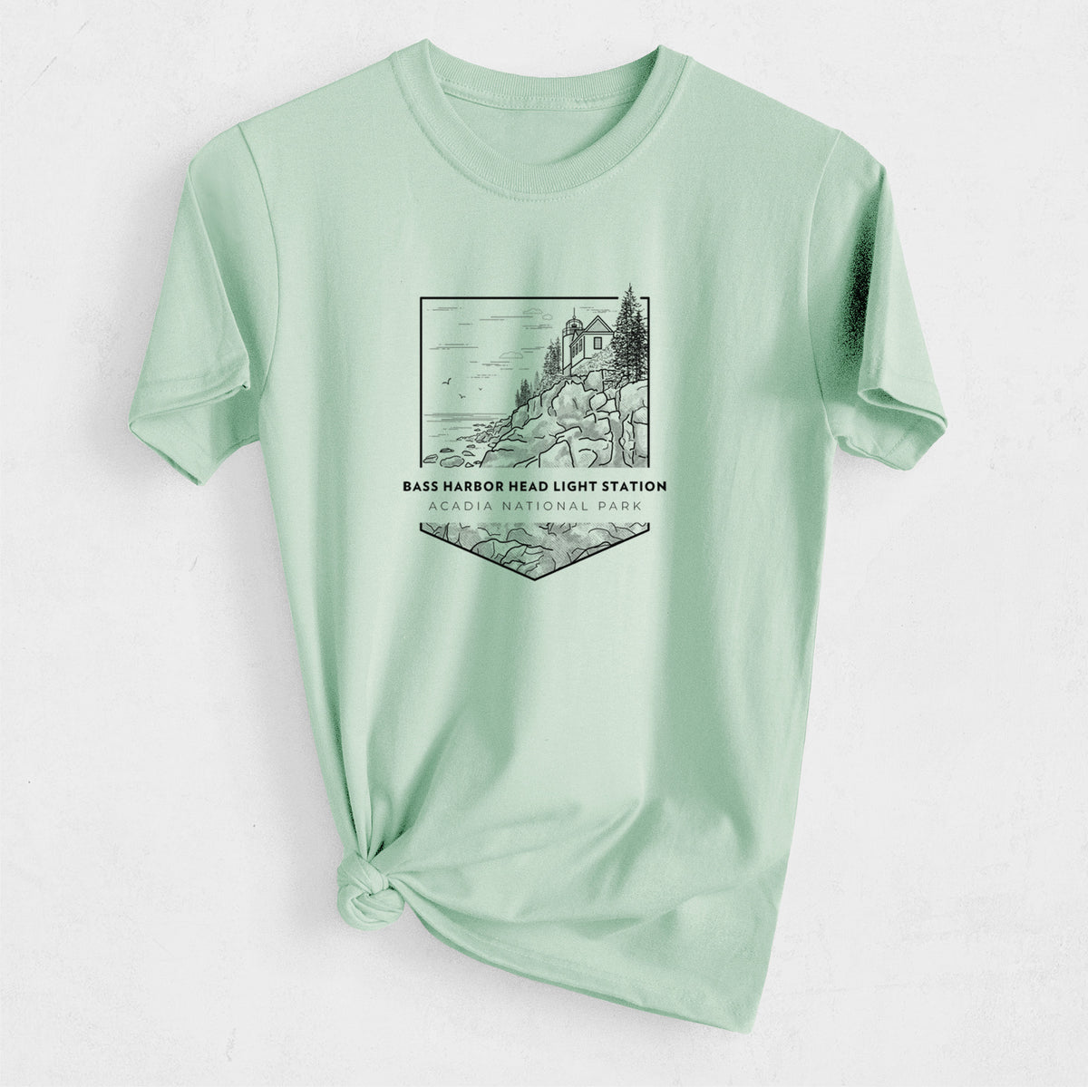 Bass Harbor Head Light Station - Acadia National Park - Heavyweight Men&#39;s 100% Organic Cotton Tee