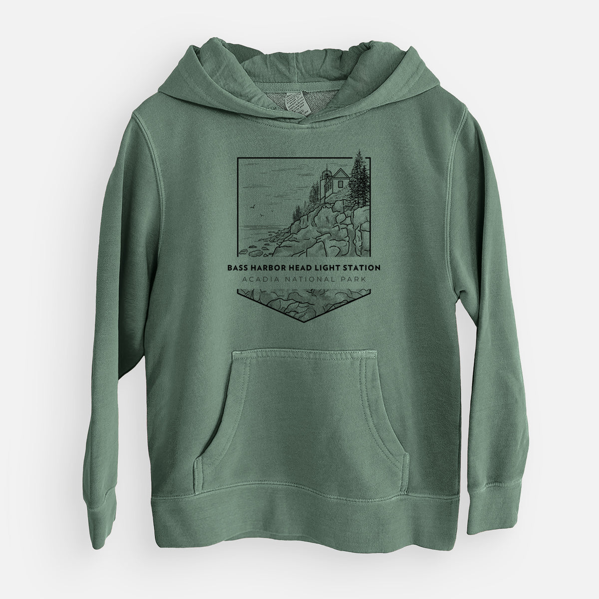 Bass Harbor Head Light Station - Acadia National Park - Youth Pigment Dyed Hoodie