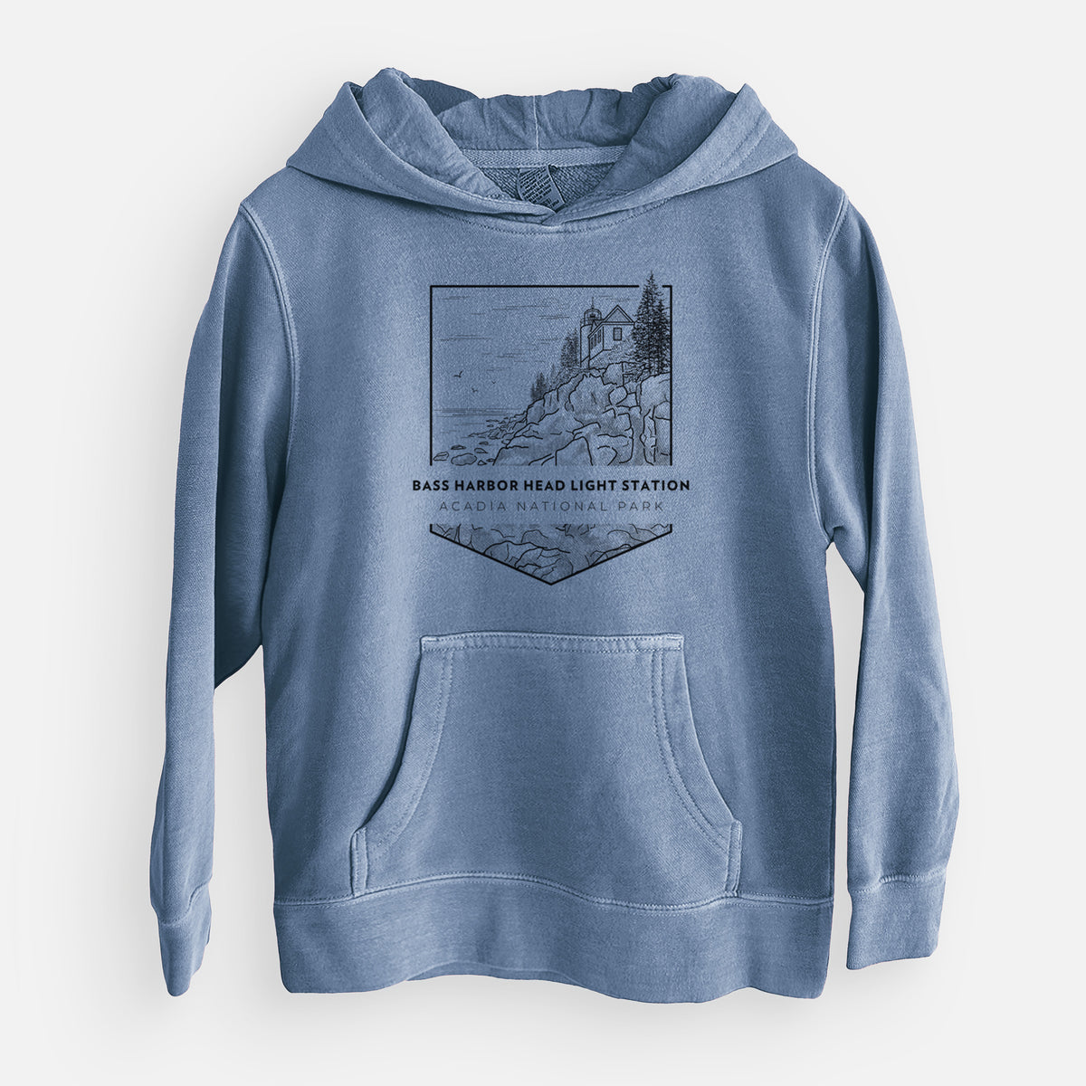 Bass Harbor Head Light Station - Acadia National Park - Youth Pigment Dyed Hoodie