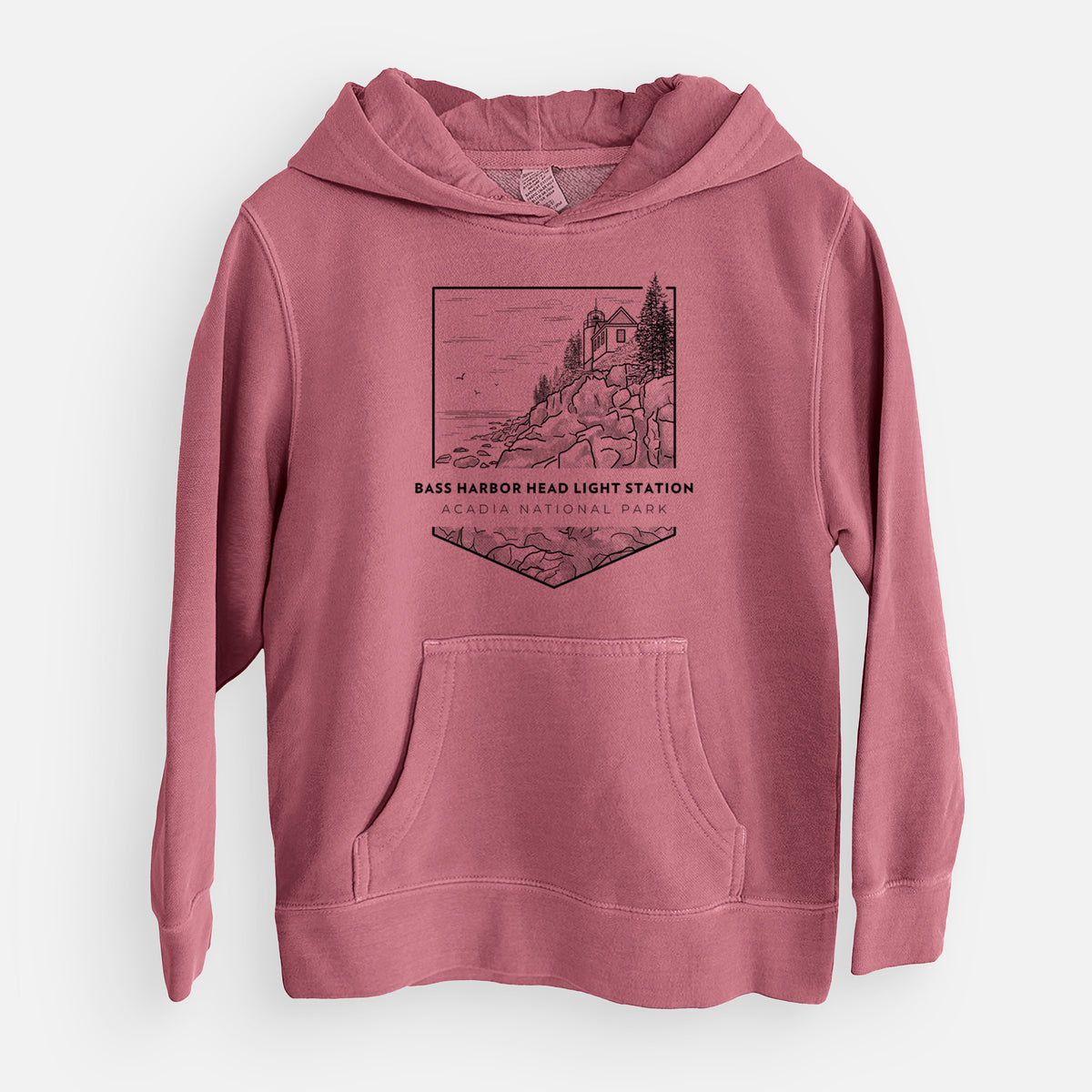 Bass Harbor Head Light Station - Acadia National Park - Youth Pigment Dyed Hoodie