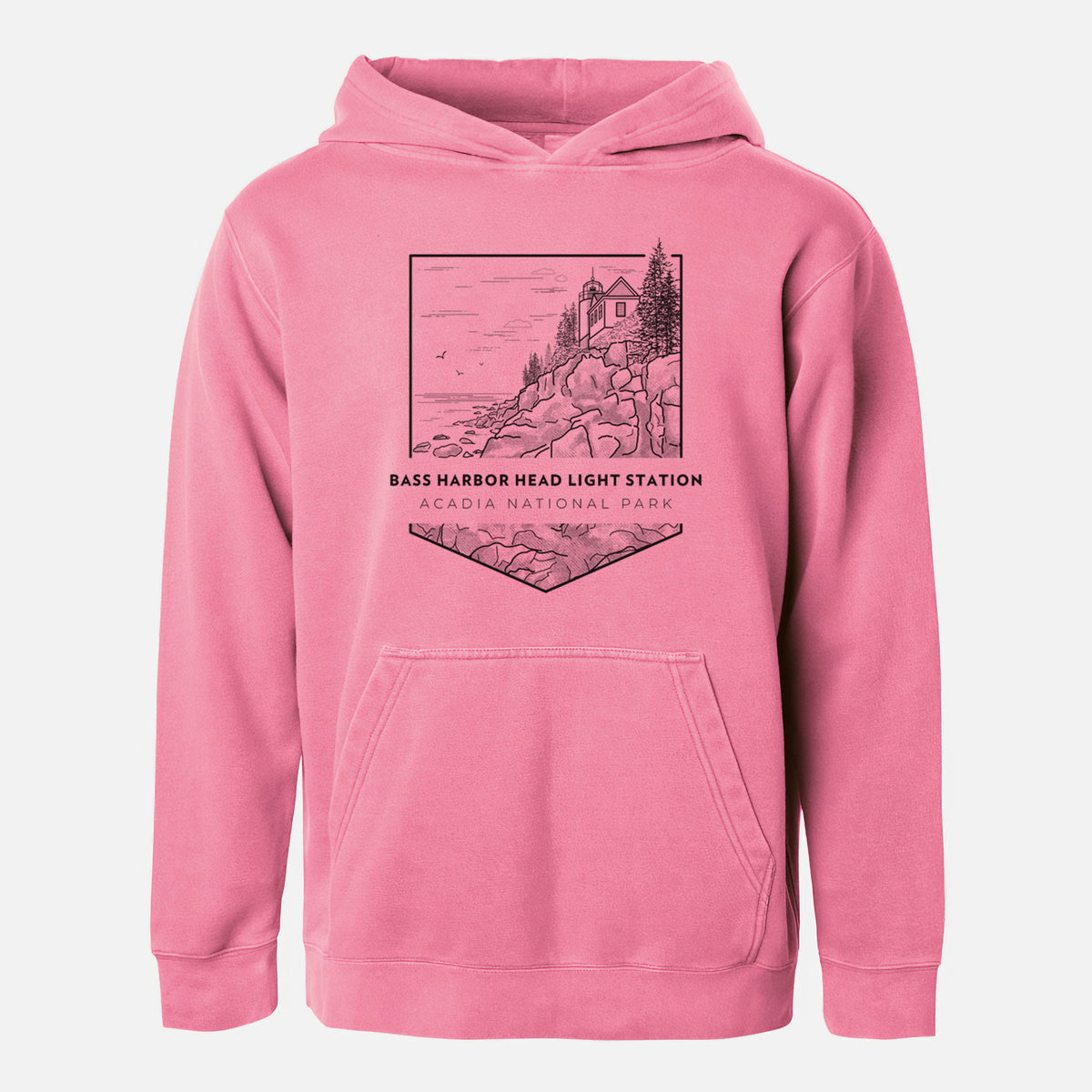 Bass Harbor Head Light Station - Acadia National Park - Youth Pigment Dyed Hoodie