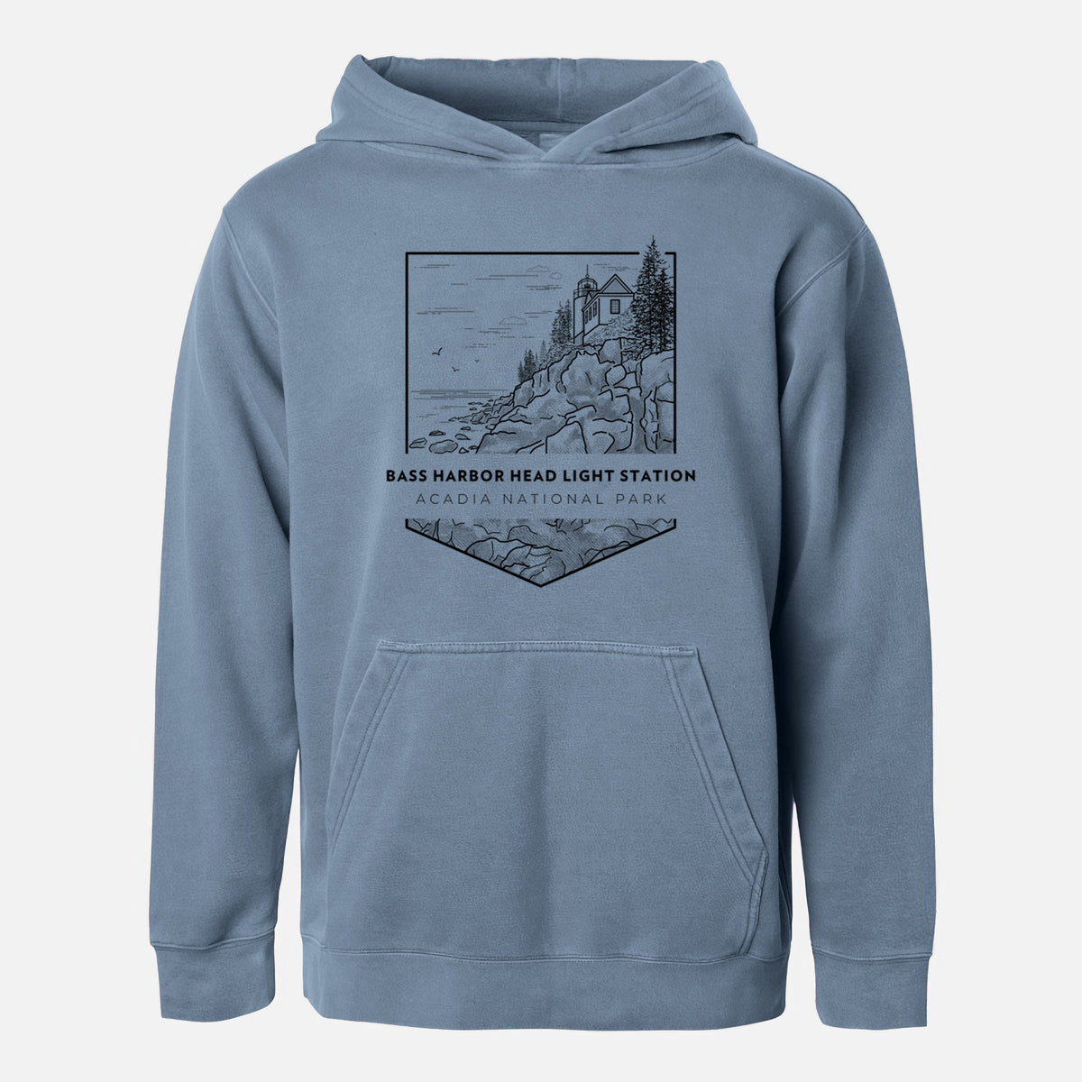 Bass Harbor Head Light Station - Acadia National Park - Youth Pigment Dyed Hoodie