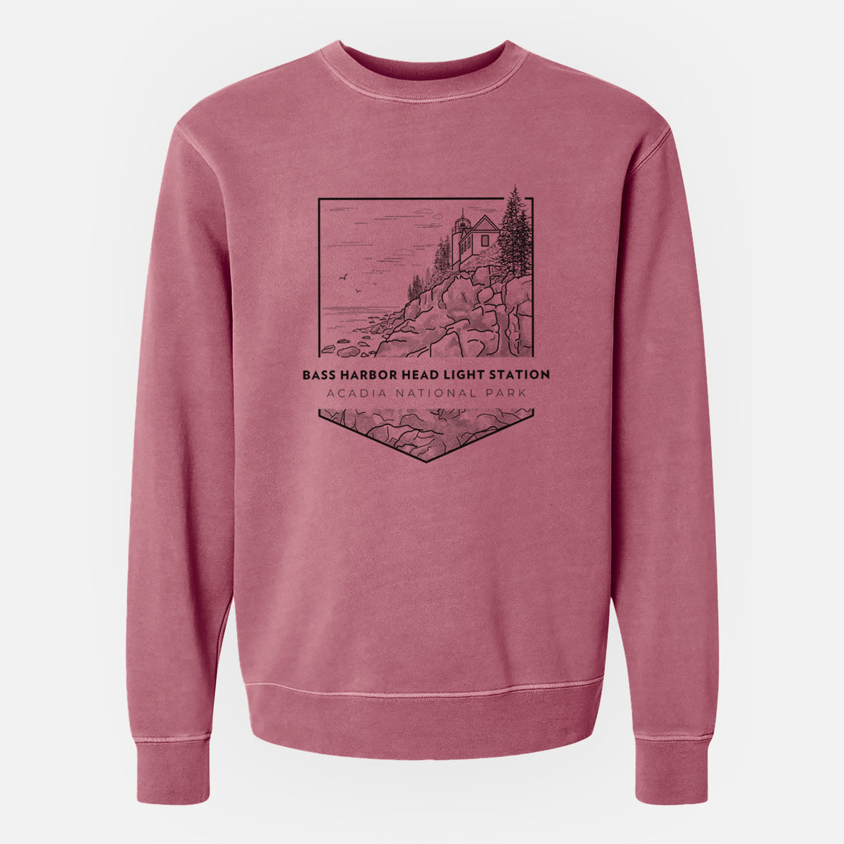 Bass Harbor Head Light Station - Acadia National Park - Unisex Pigment Dyed Crew Sweatshirt