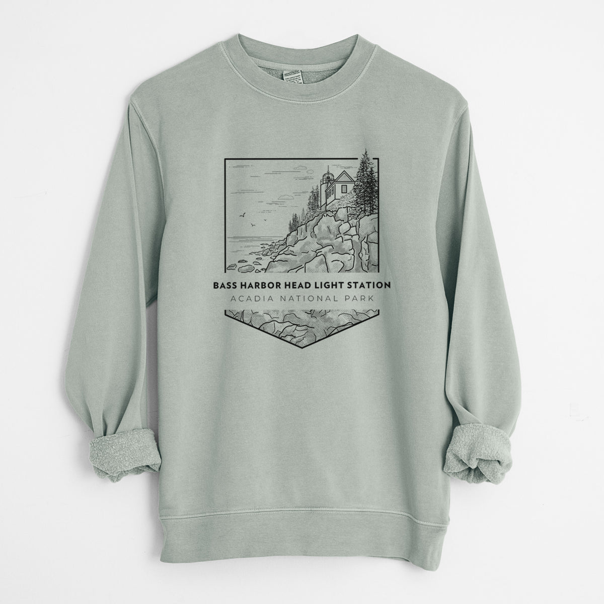 Bass Harbor Head Light Station - Acadia National Park - Unisex Pigment Dyed Crew Sweatshirt