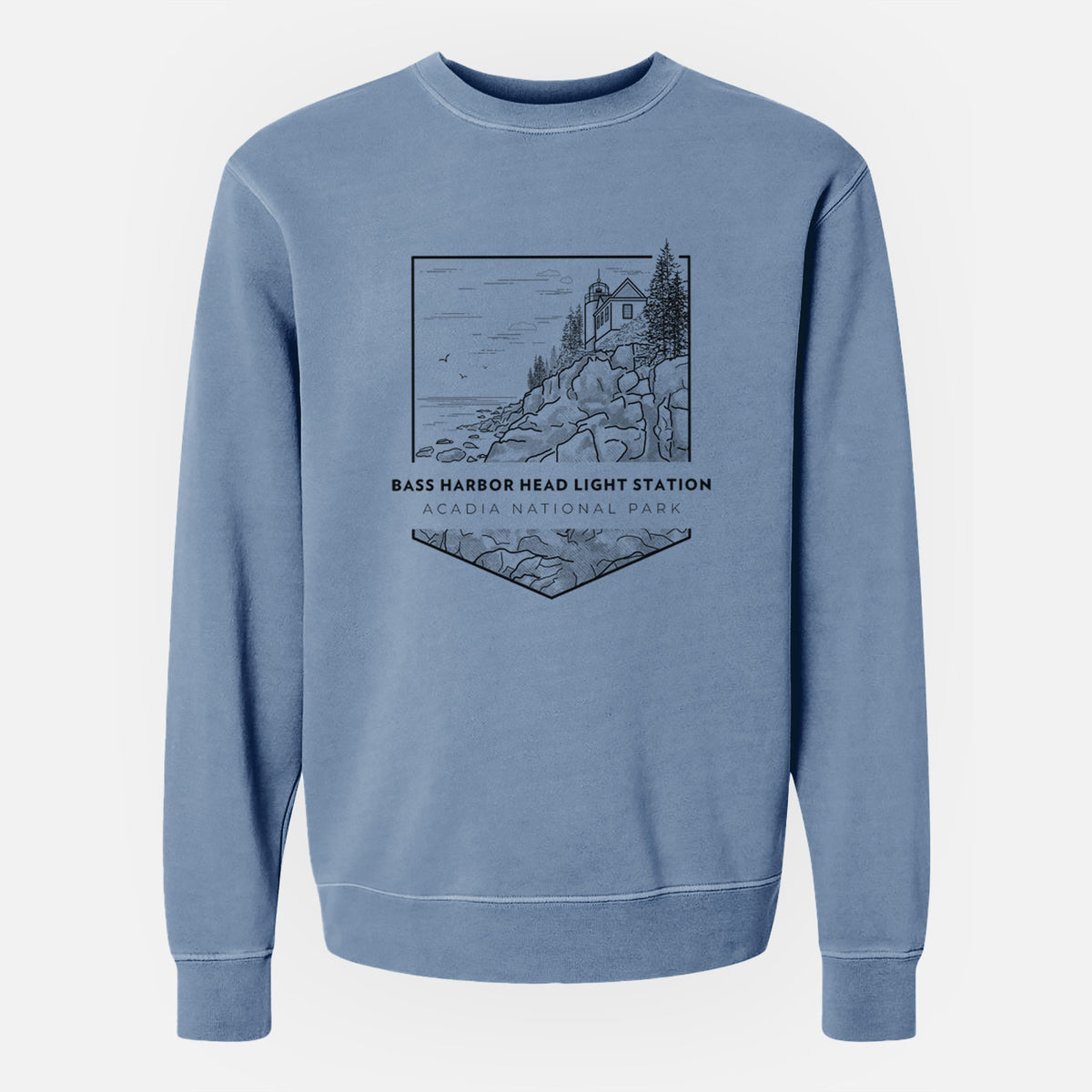 Bass Harbor Head Light Station - Acadia National Park - Unisex Pigment Dyed Crew Sweatshirt