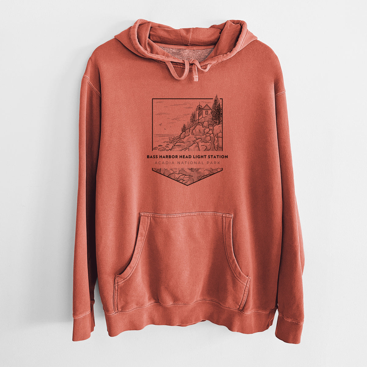 Bass Harbor Head Light Station - Acadia National Park - Unisex Pigment Dyed Hoodie