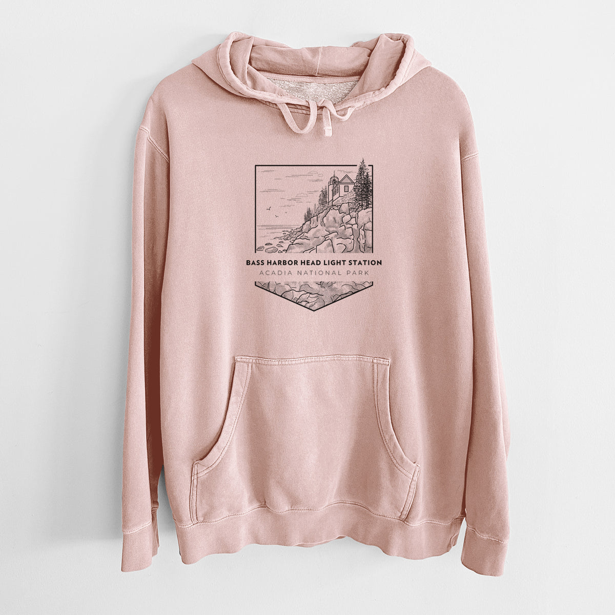 Bass Harbor Head Light Station - Acadia National Park - Unisex Pigment Dyed Hoodie