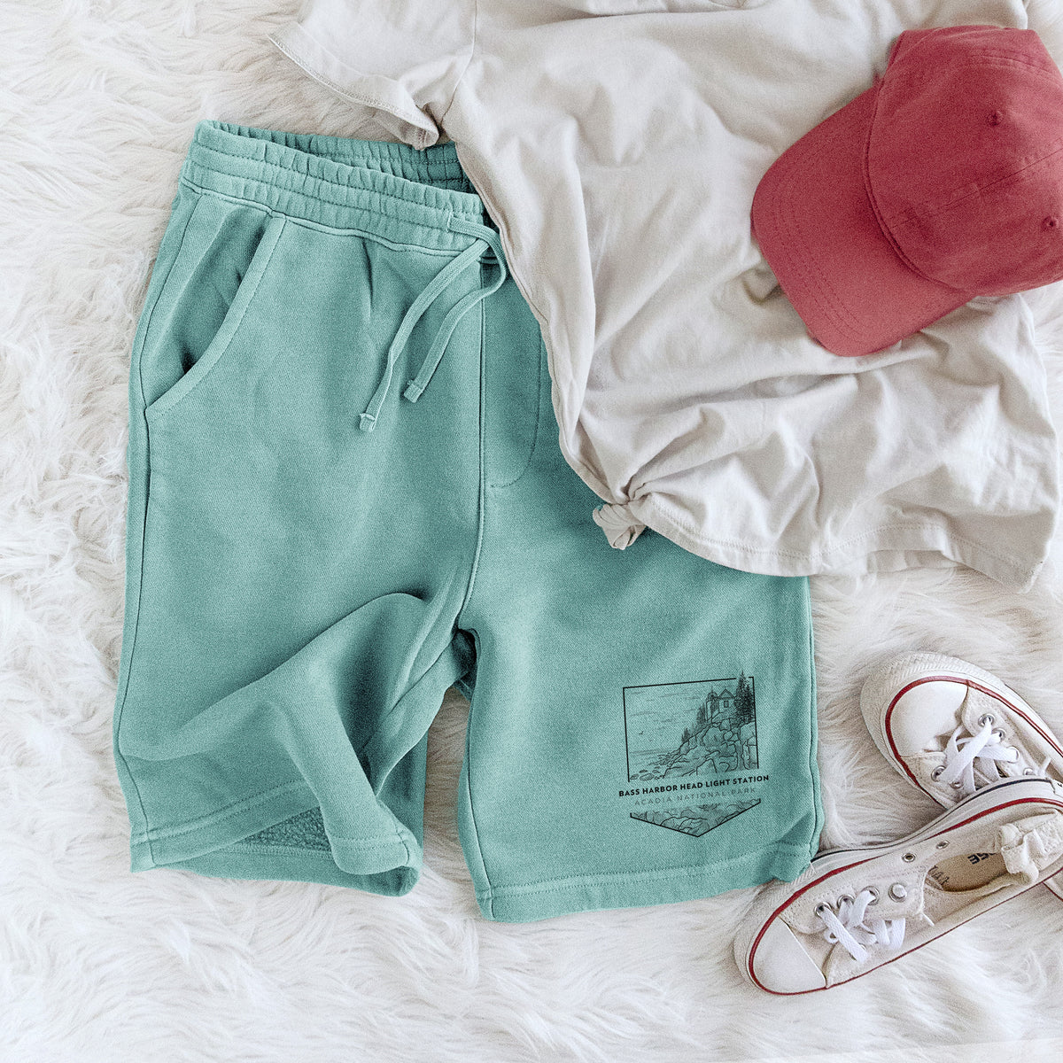 Bass Harbor Head Light Station - Acadia National Park - Unisex Pigment Dyed Shorts