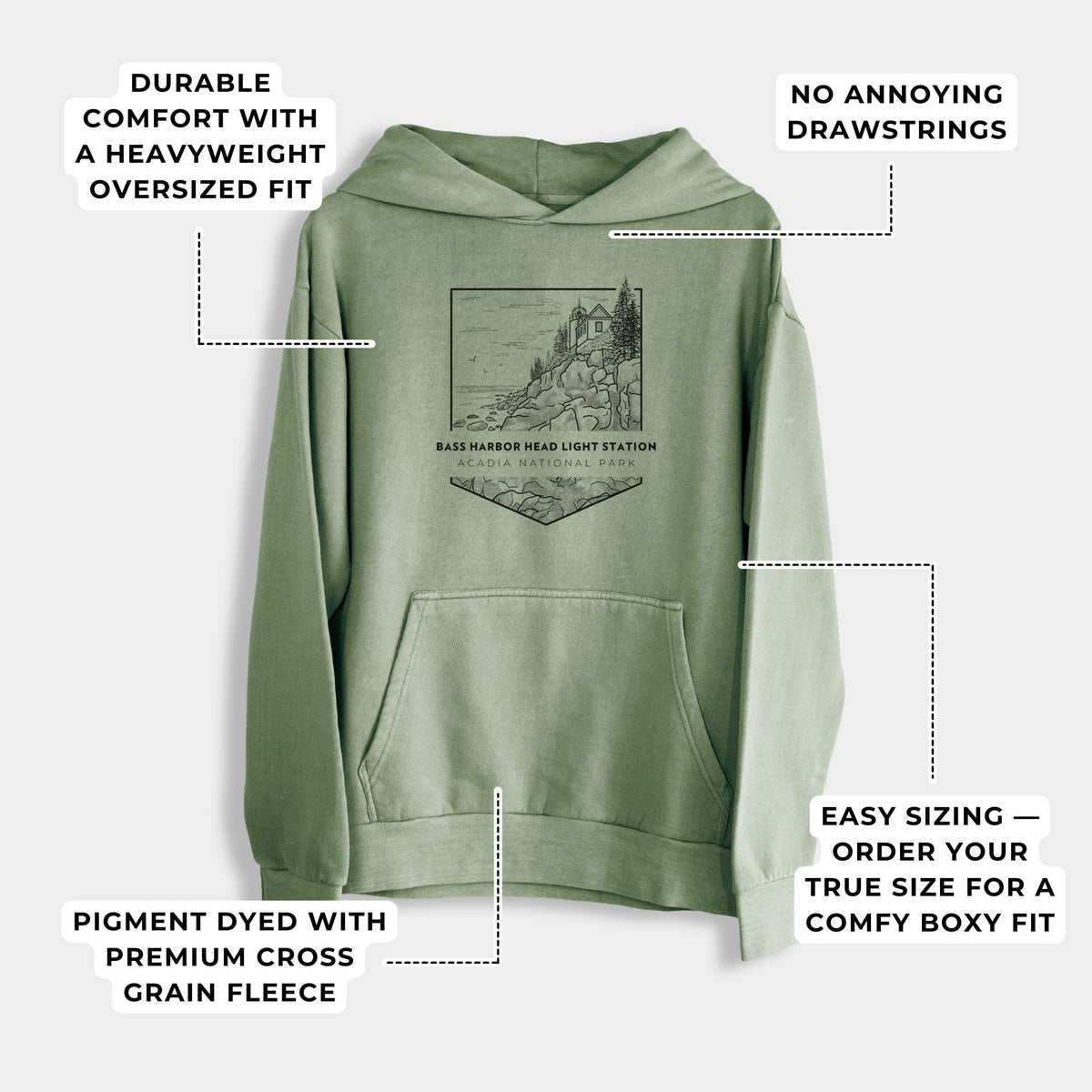 Bass Harbor Head Light Station - Acadia National Park  - Urban Heavyweight Hoodie