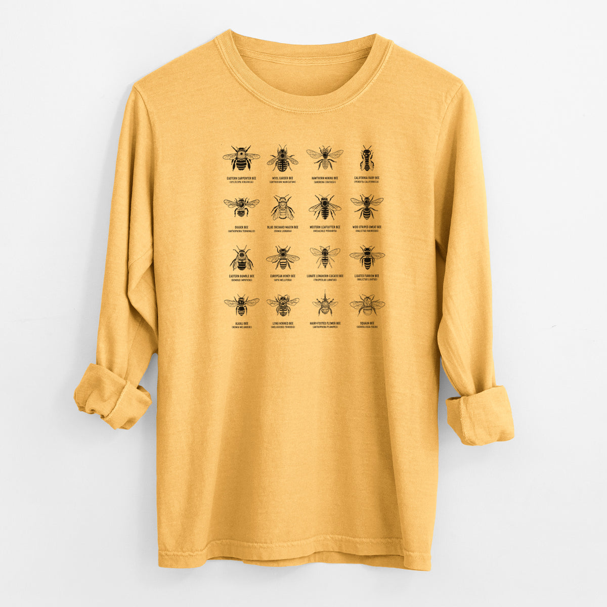 Bee Chart - Bees in North America - Men&#39;s Heavyweight 100% Cotton Long Sleeve