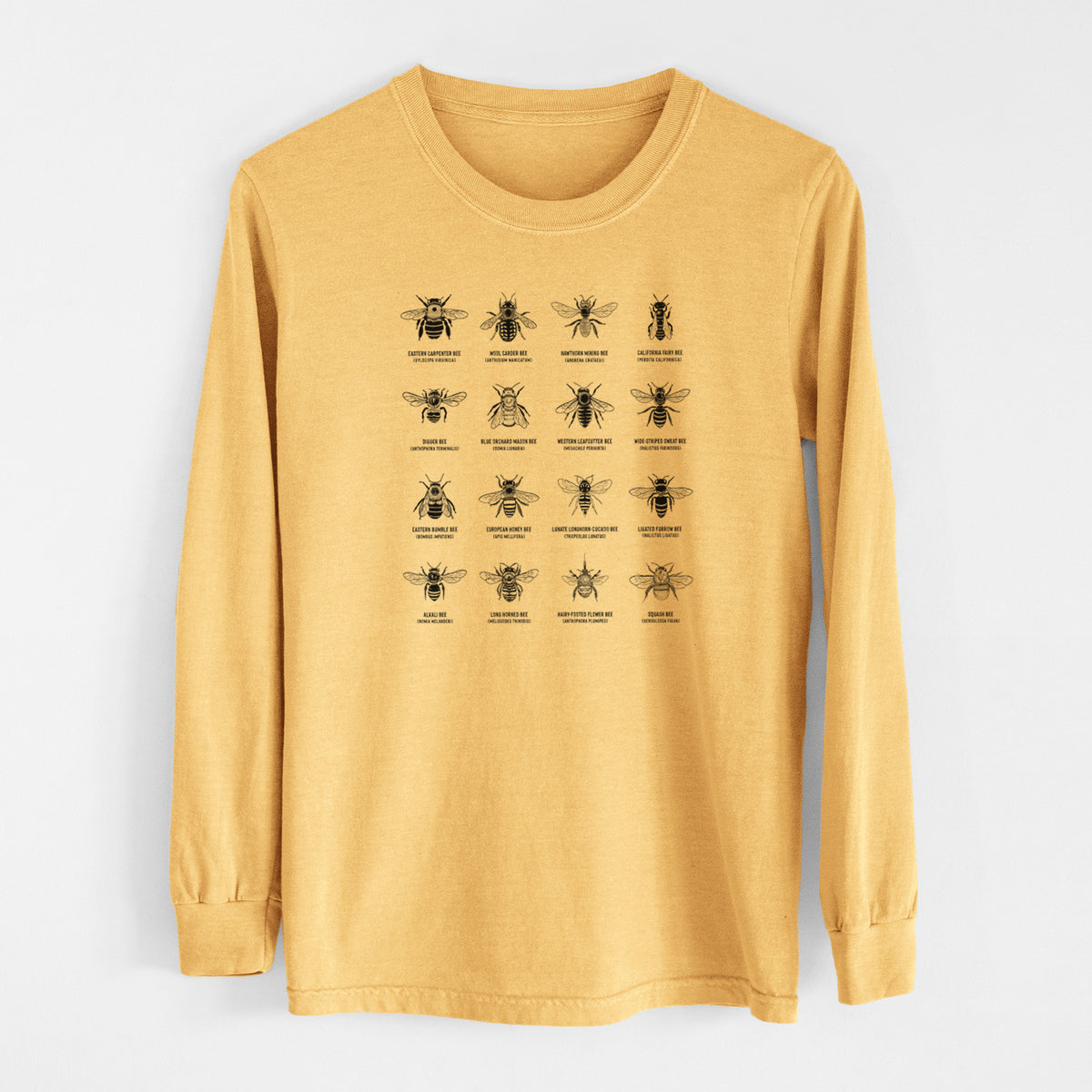 Bee Chart - Bees in North America - Men&#39;s Heavyweight 100% Cotton Long Sleeve